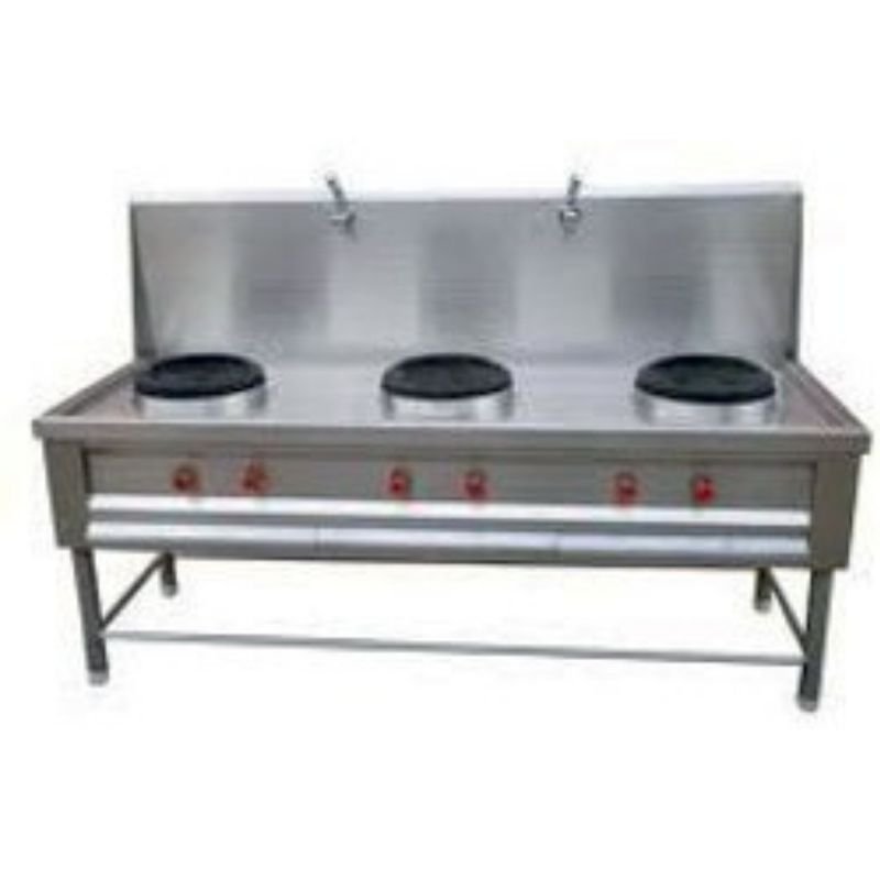 3 Burner Chinese Gas Range With Gutter