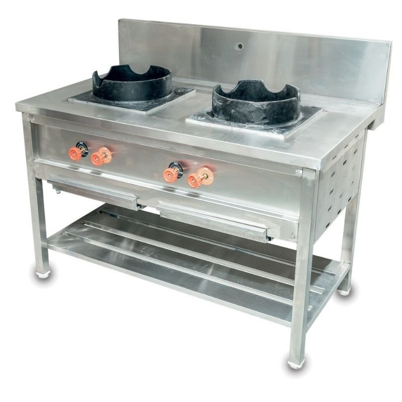 2 Burner Chinese Gas Range With Gutter