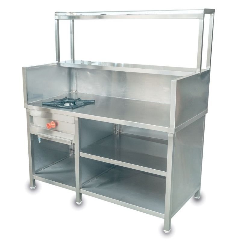 Pantry Table 3 side pack with 2u/s, 2o/s with 1 burner gas range